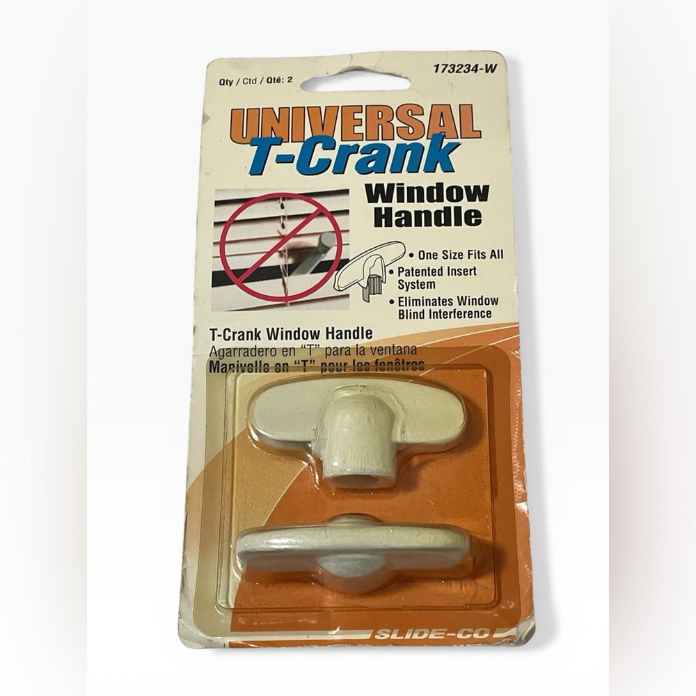Universal T Crank Window Handle White 173234W Blind Safe New Vintage Prime Line
